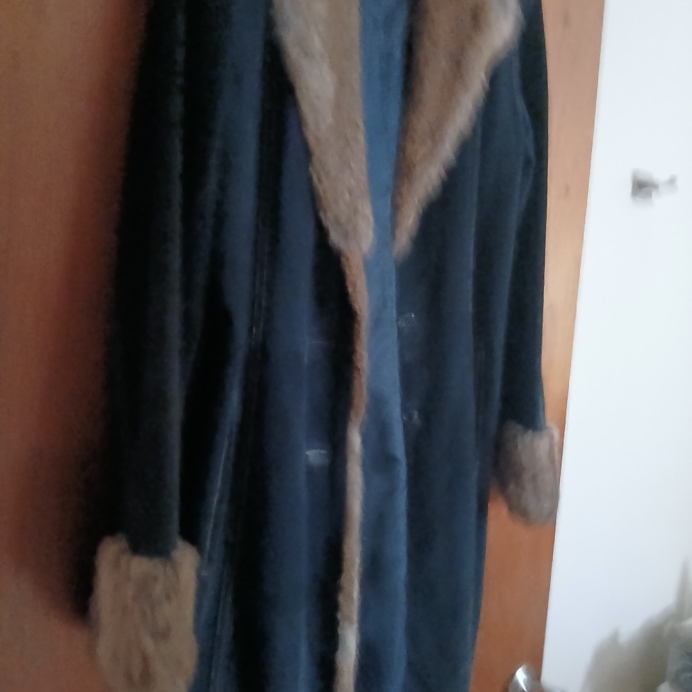 Wilson Navy Teddy Jacket with Brown Trim